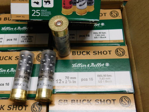 12/70 Buck  S&B 36g.- 7,6mm 25 Schuß
