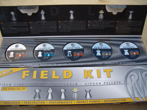 1000 Schuß 5 Sorten RWS Field Kit 4,5 mm Diabolos Testpaket CO2 Luftdruck